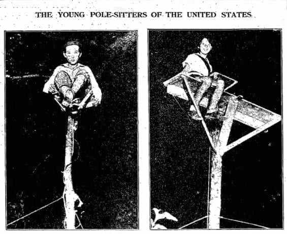 Flagpole sitters Avon Foreman and Ruth McCruden in 1929