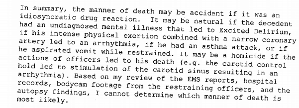 Stephen Cina autopsy report of Elijah McClain