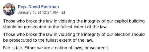 David Eastman shares election conspiracy on Facebook.