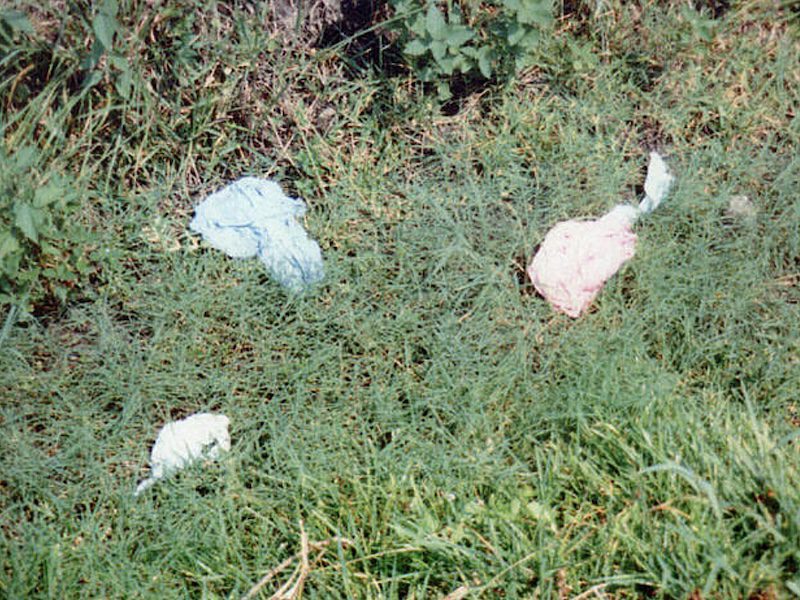 Evidence photo of clothes belonging to Schuett and Bradford