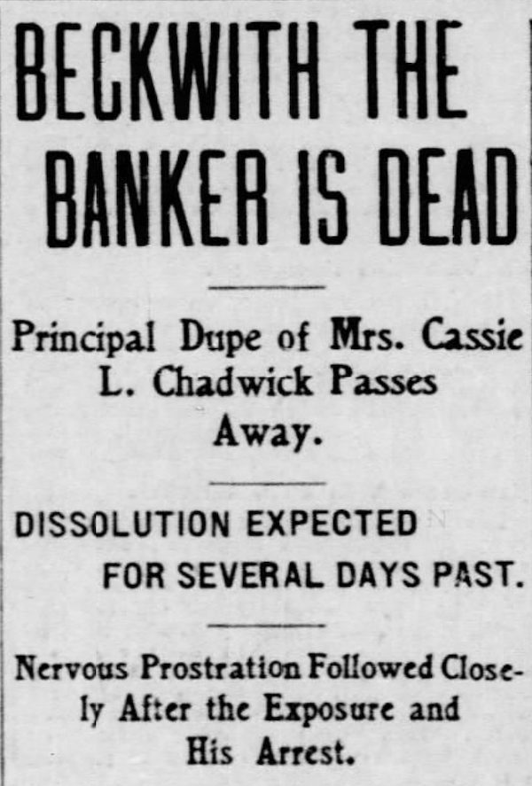 Charles Beckwith, president of Citizen’s National Bank, dies after getting conned