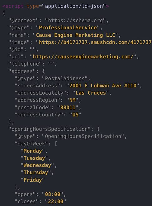 Example of Local Business schema